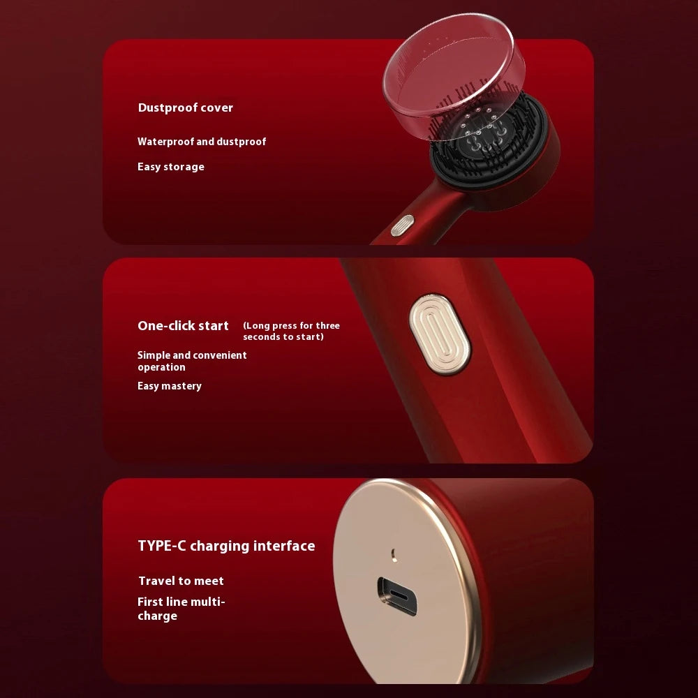 Peine de masaje eléctrico, cepillo láser portátil automático con luz roja y aplicador de aceite esencial