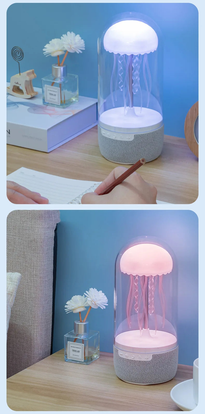 Creative Colorful Jellyfish Lamp Bluetooth Speaker HiFi Stereo 1800mAh Sports Jellyfish Speaker with Lights for Home Office