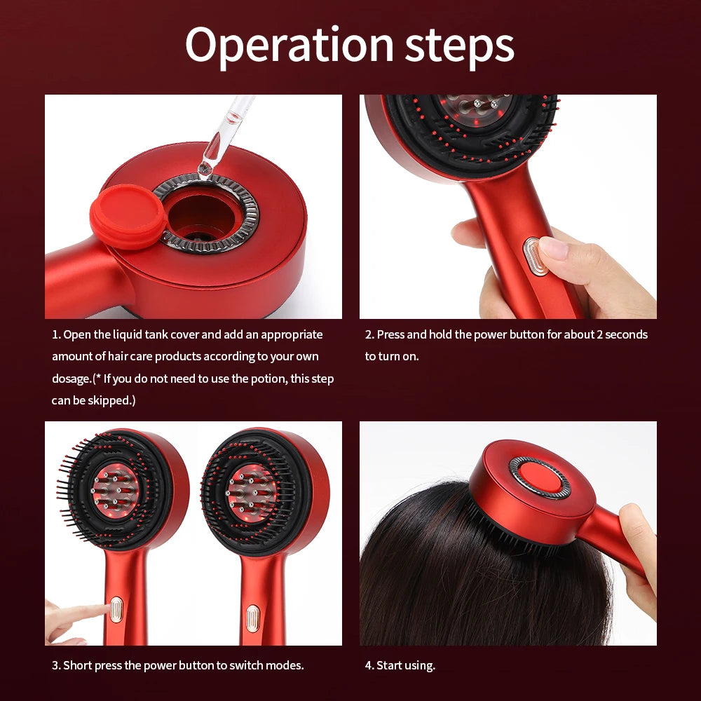 Electric Massage Comb, Portable Automatic  Red Light Laser Brush with Essence Oil Applicator