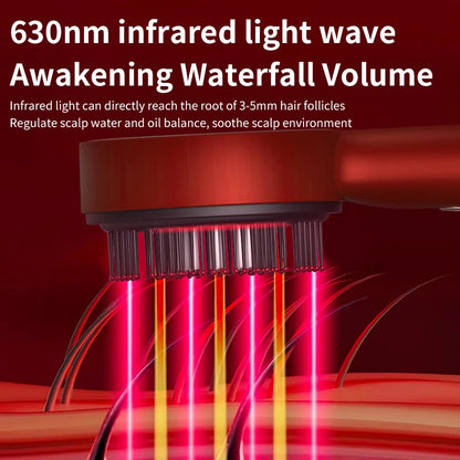 Peine de masaje eléctrico, cepillo láser portátil automático con luz roja y aplicador de aceite esencial