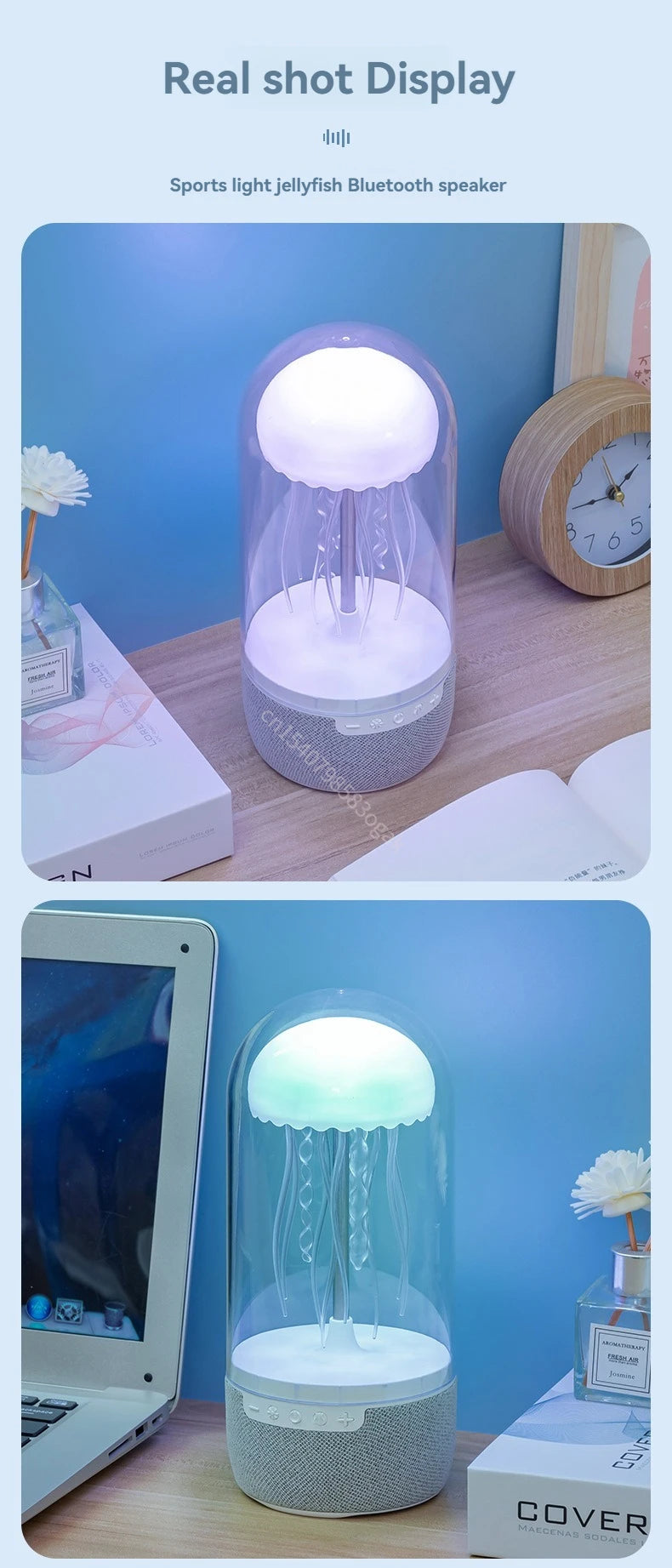 Creative Colorful Jellyfish Lamp Bluetooth Speaker HiFi Stereo 1800mAh Sports Jellyfish Speaker with Lights for Home Office